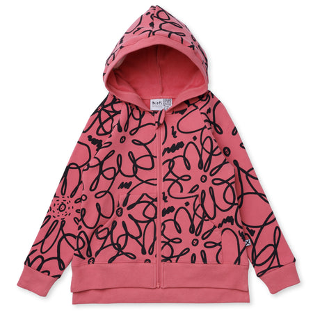 Minti Flower Outline Furry Zip Up
