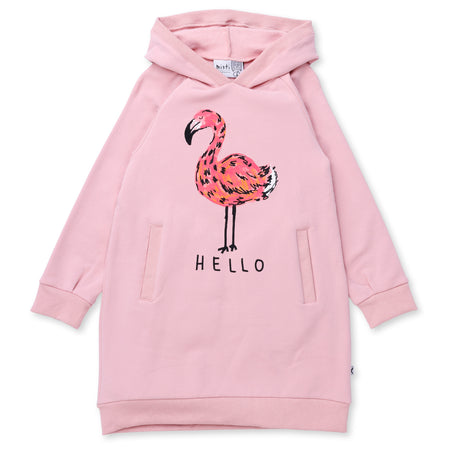 Minti Hello Flamingo Furry Hoodie Dress