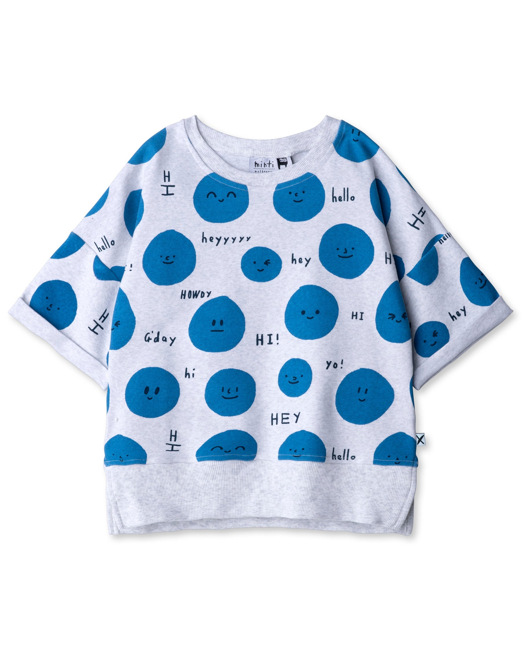 Minti Hello Faces Short Sleeve Crew