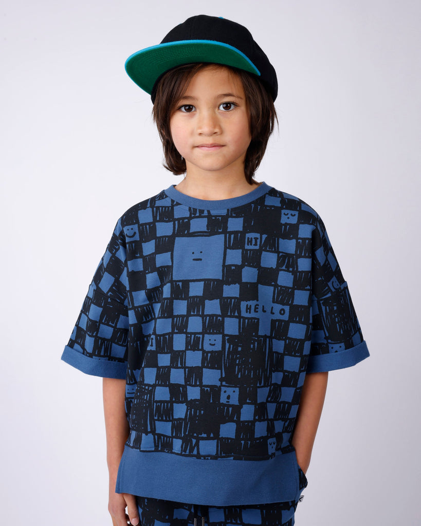 Minti Sketchy Grid Short Sleeve Crew