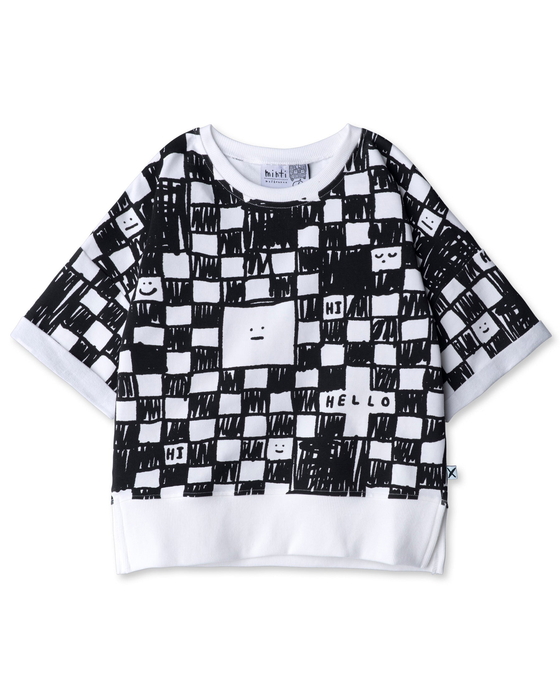 Minti Sketchy Grid Short Sleeve Crew