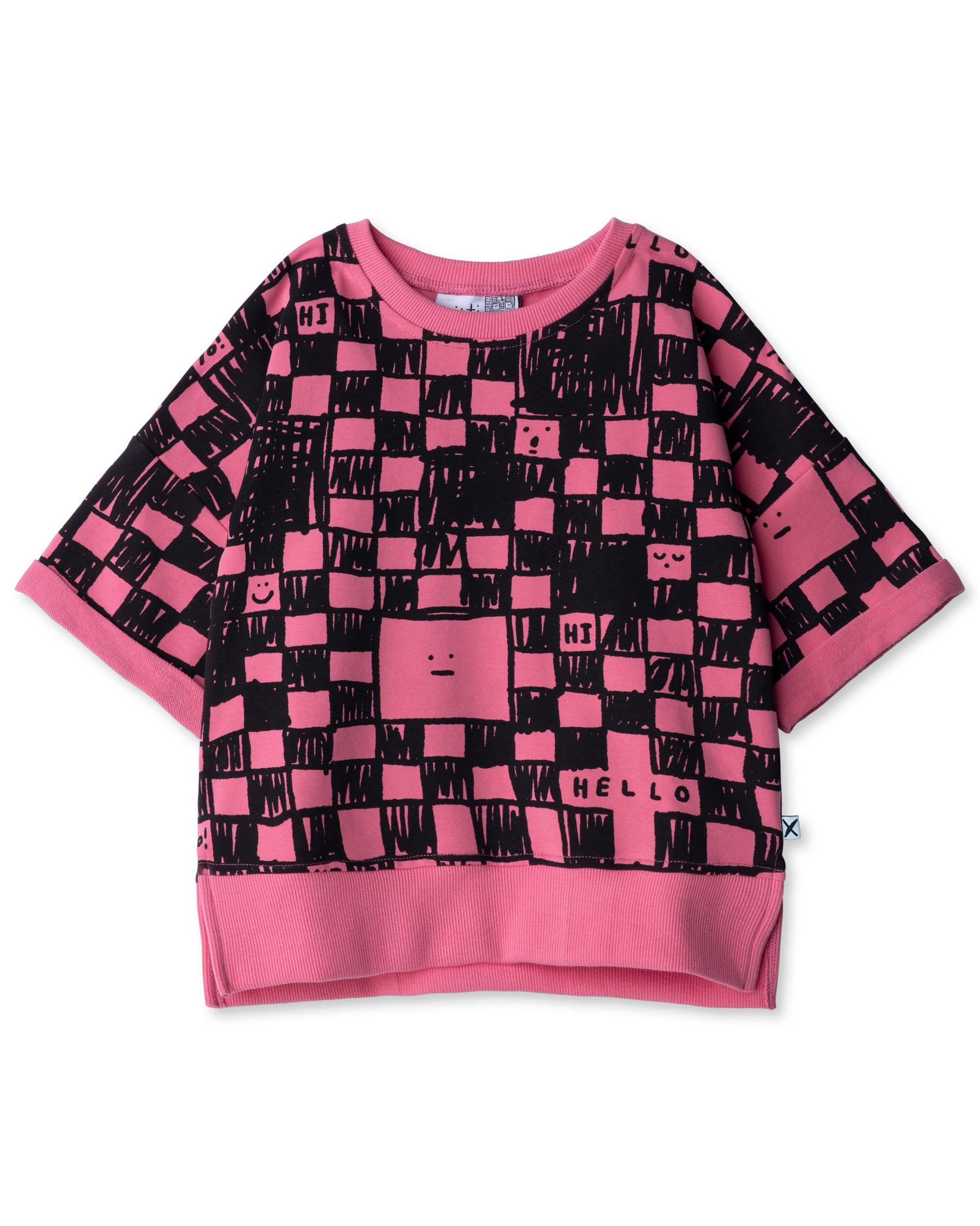 Minti Sketchy Grid Short Sleeve Crew