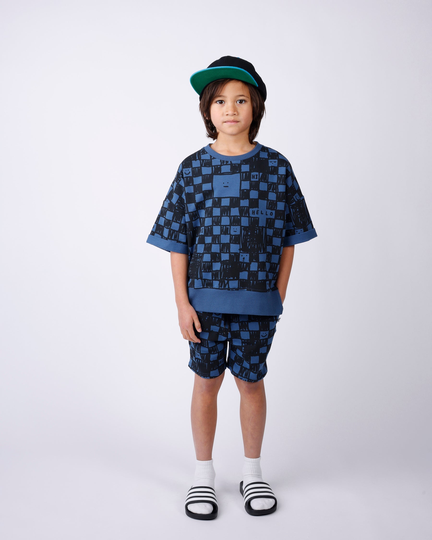 Minti Sketchy Grid Short Sleeve Crew
