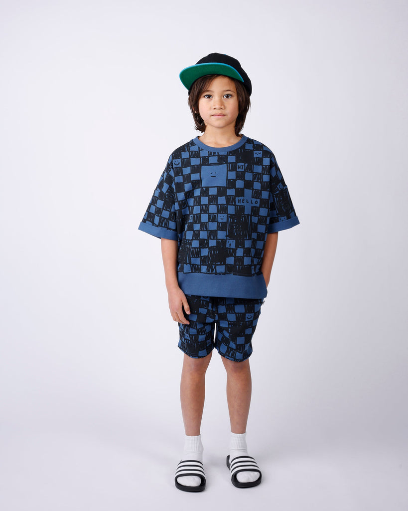 Minti Sketchy Grid Short Sleeve Crew