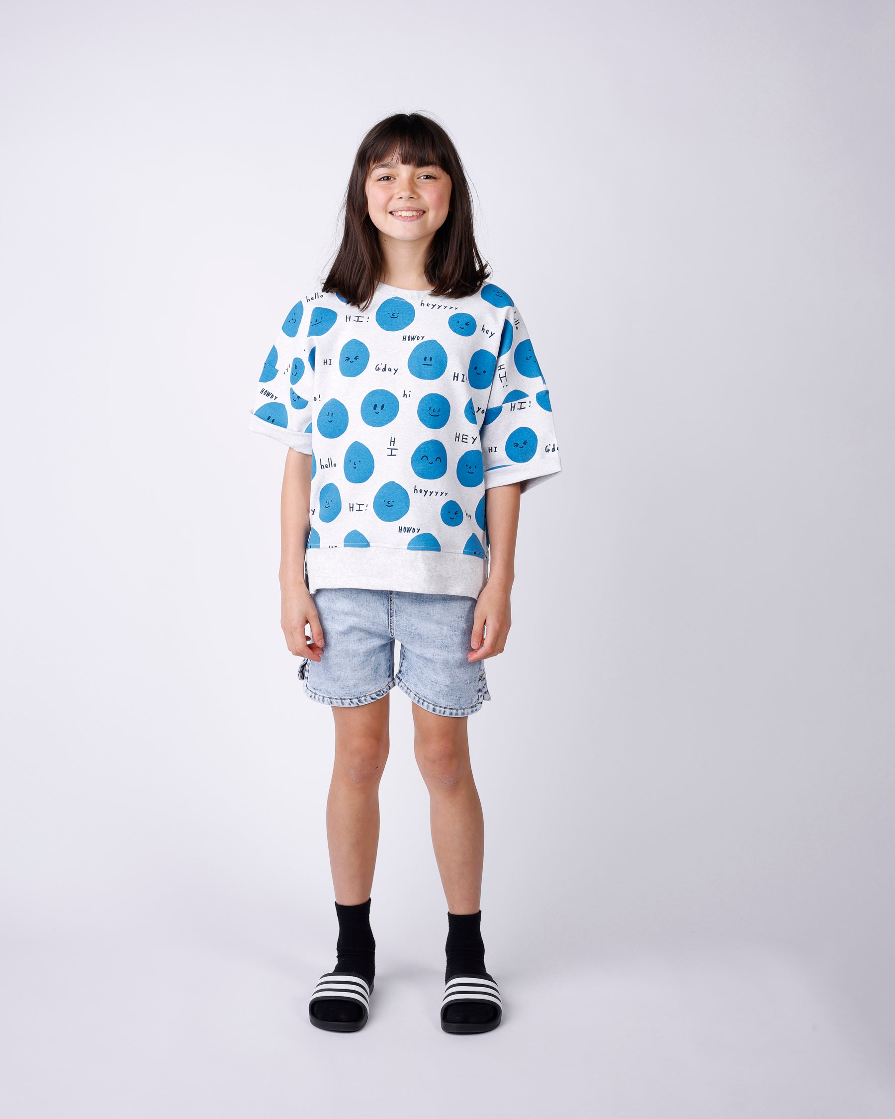 Minti Hello Faces Short Sleeve Crew