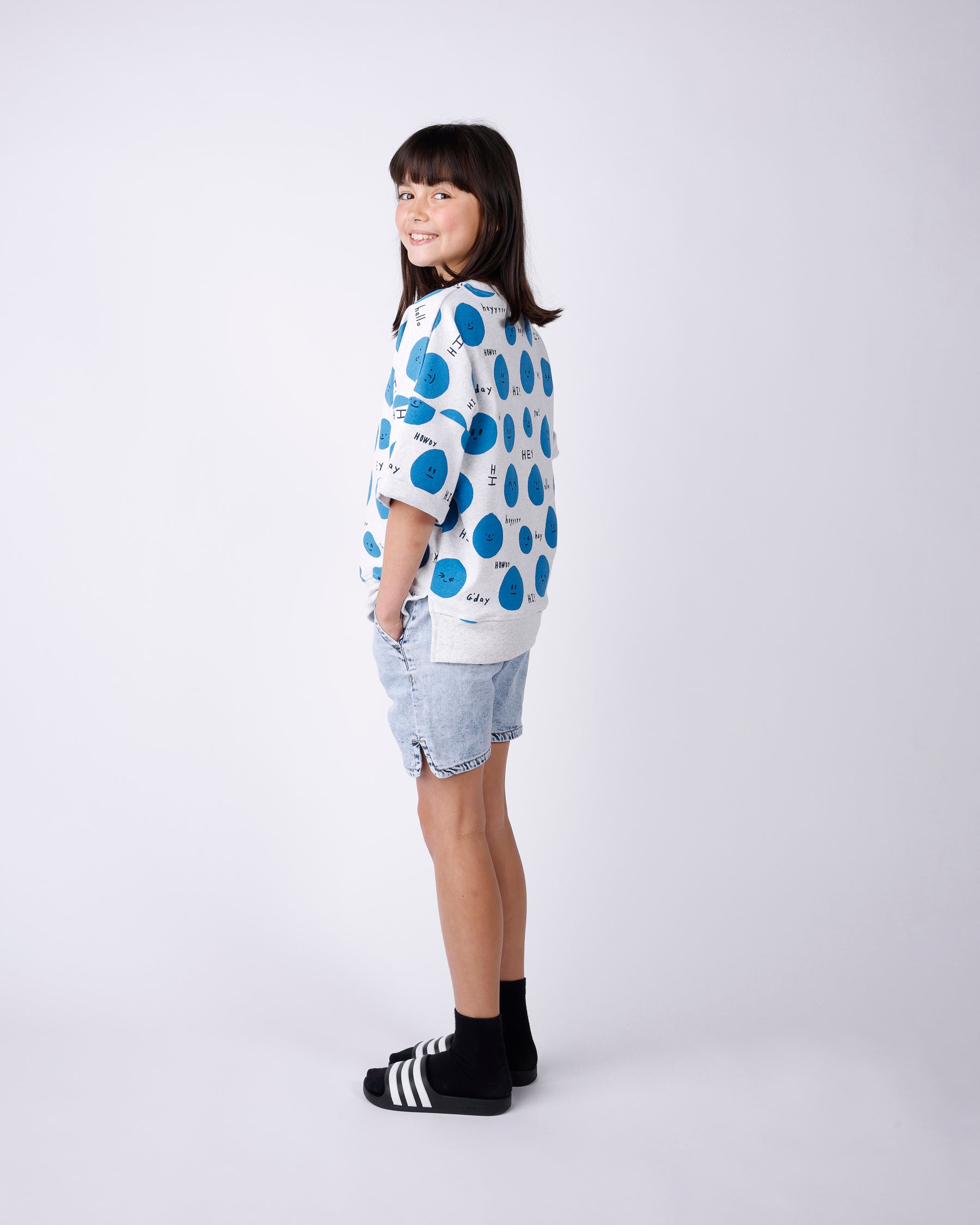Minti Hello Faces Short Sleeve Crew