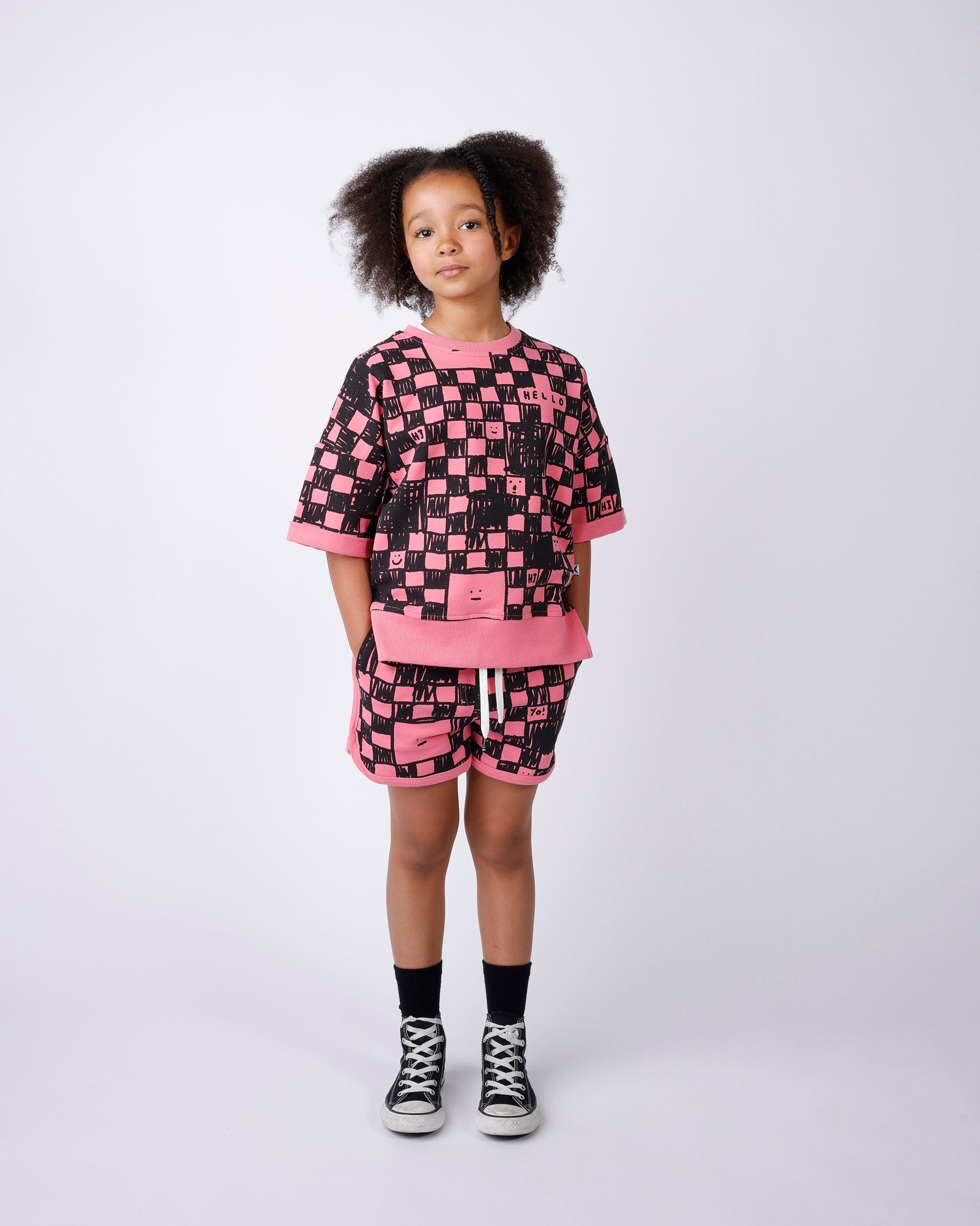 Minti Sketchy Grid Short Sleeve Crew