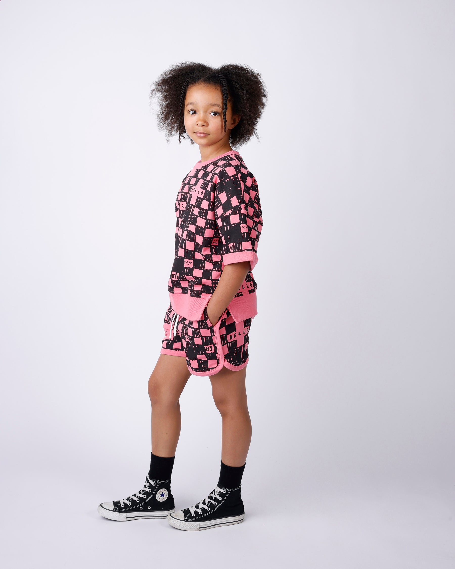 Minti Sketchy Grid Short Sleeve Crew