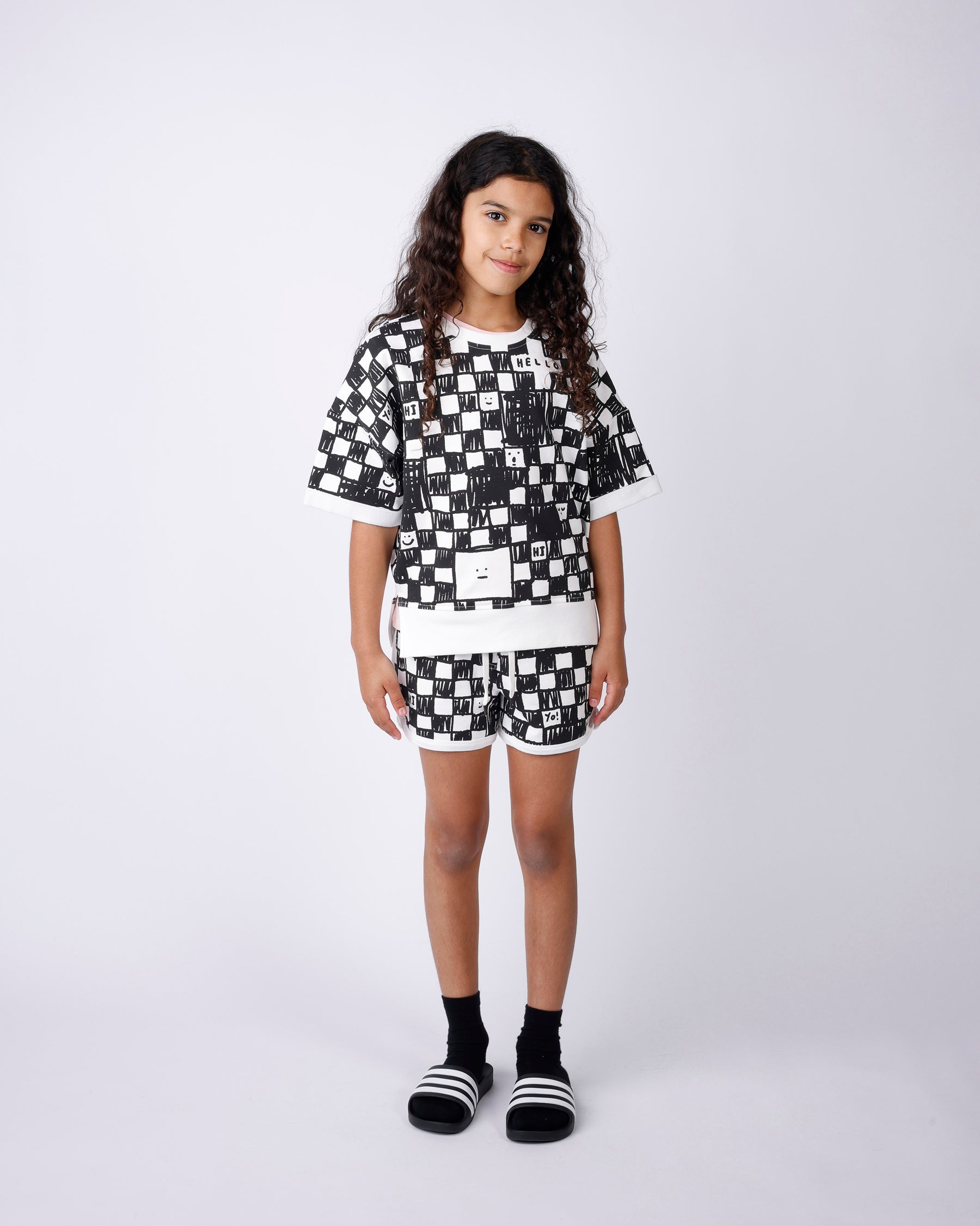 Minti Sketchy Grid Short Sleeve Crew