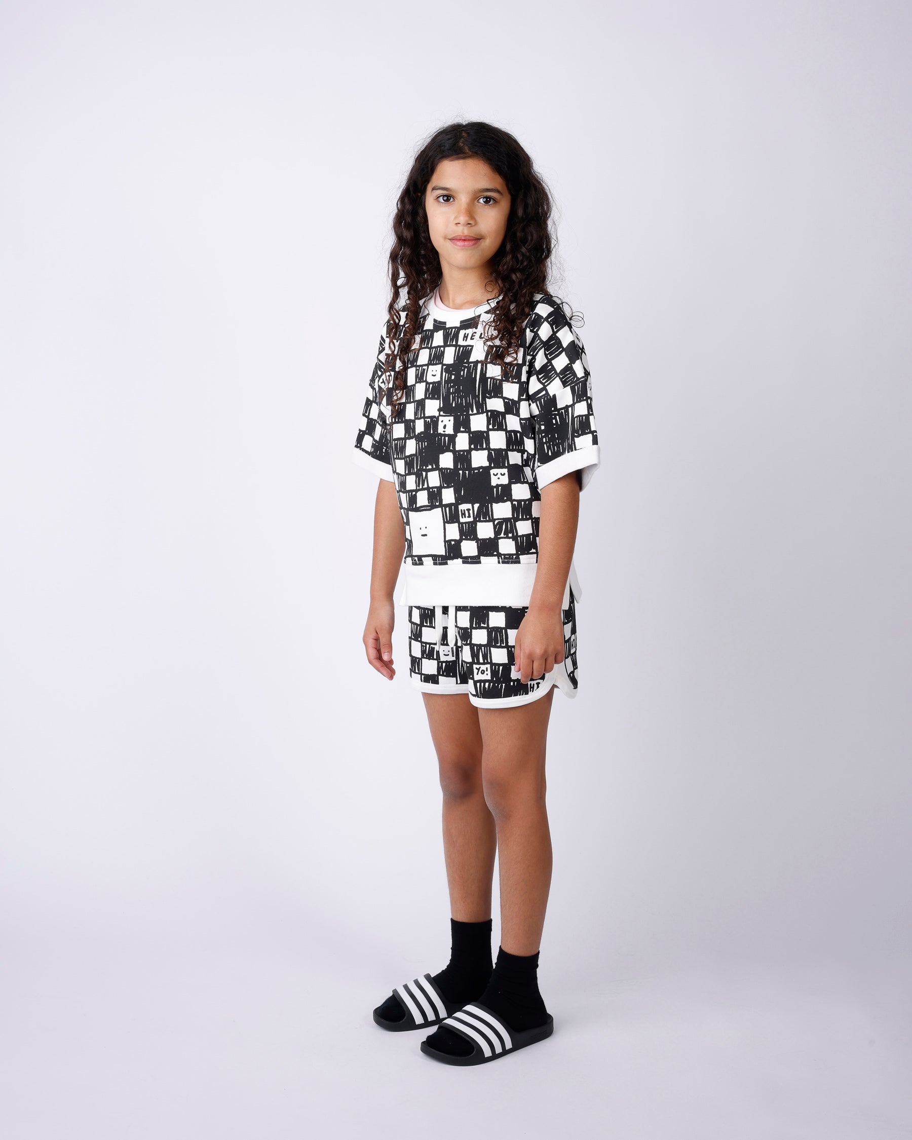 Minti Sketchy Grid Short Sleeve Crew