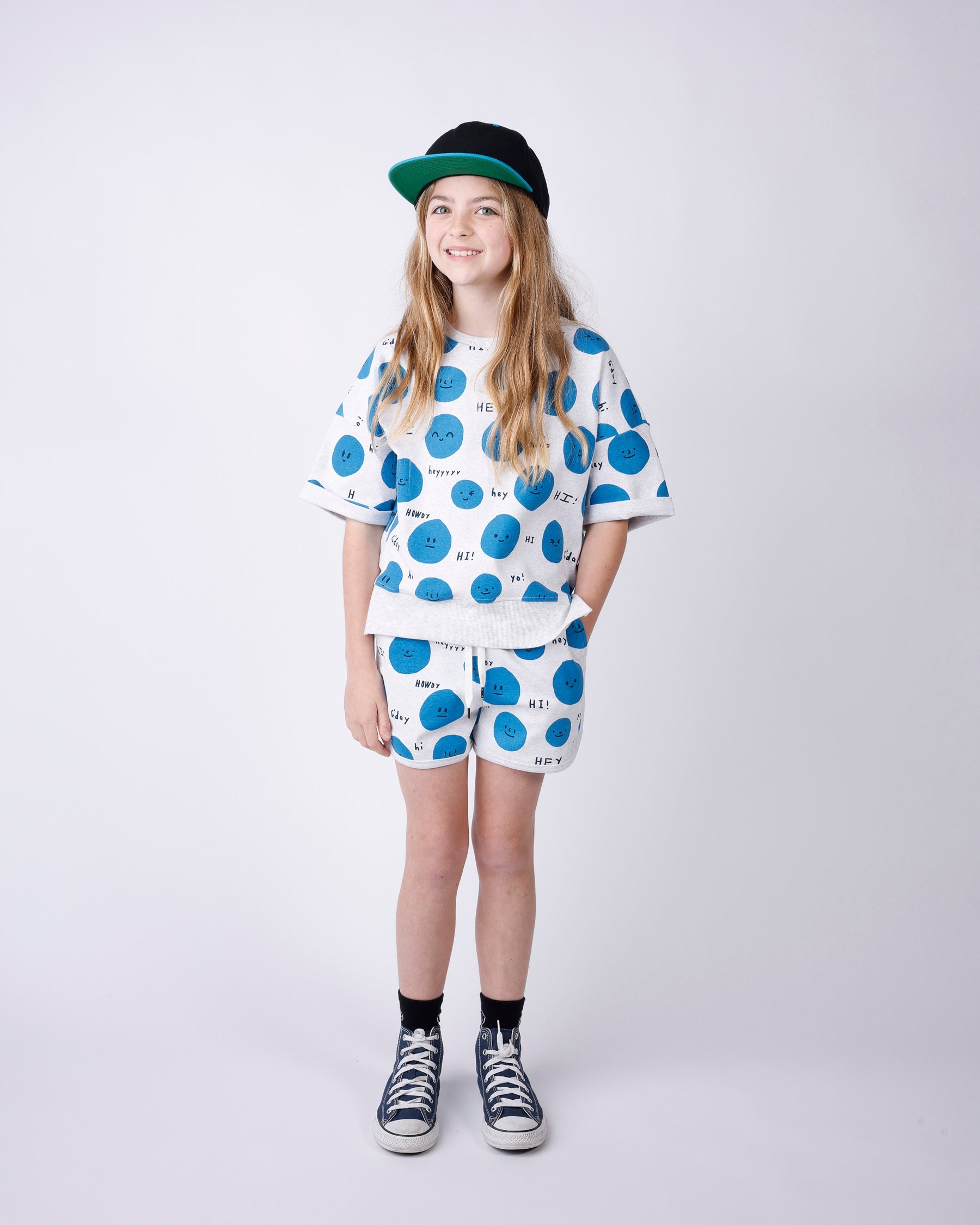 Minti Hello Faces Short Sleeve Crew