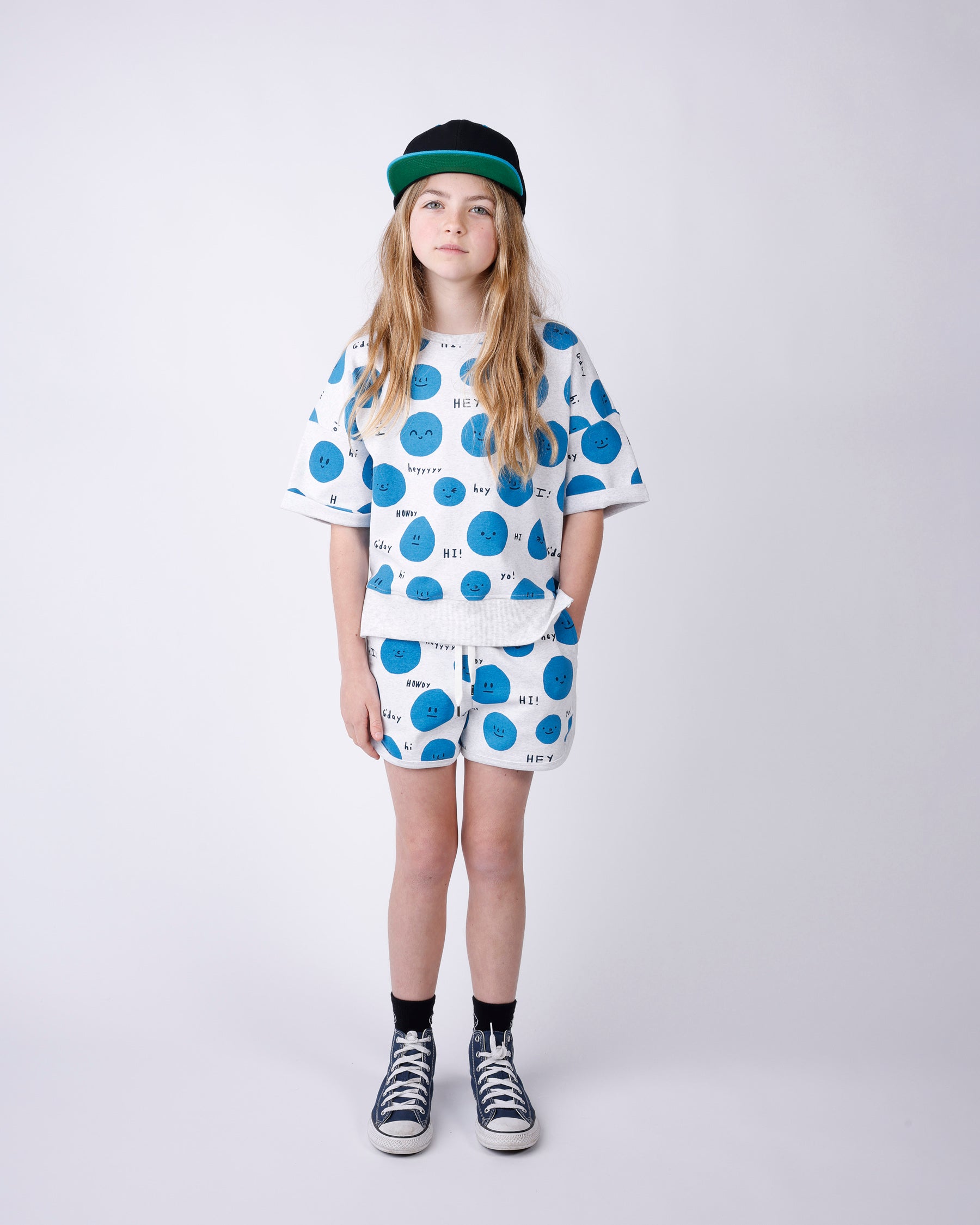 Minti Hello Faces Short Sleeve Crew