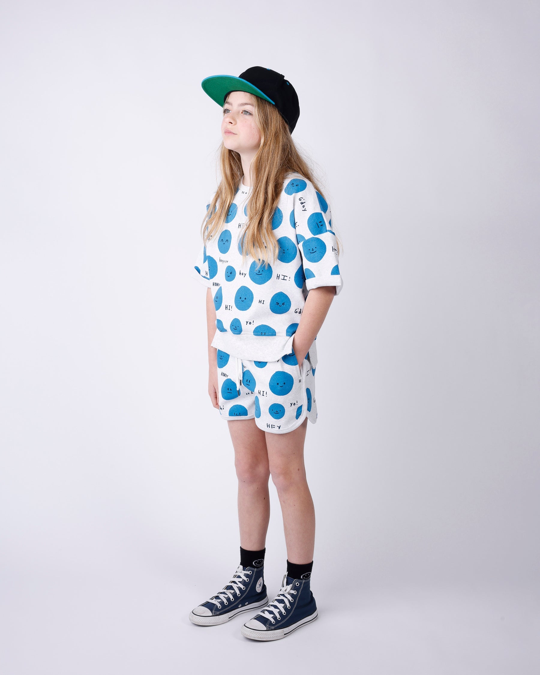 Minti Hello Faces Short Sleeve Crew