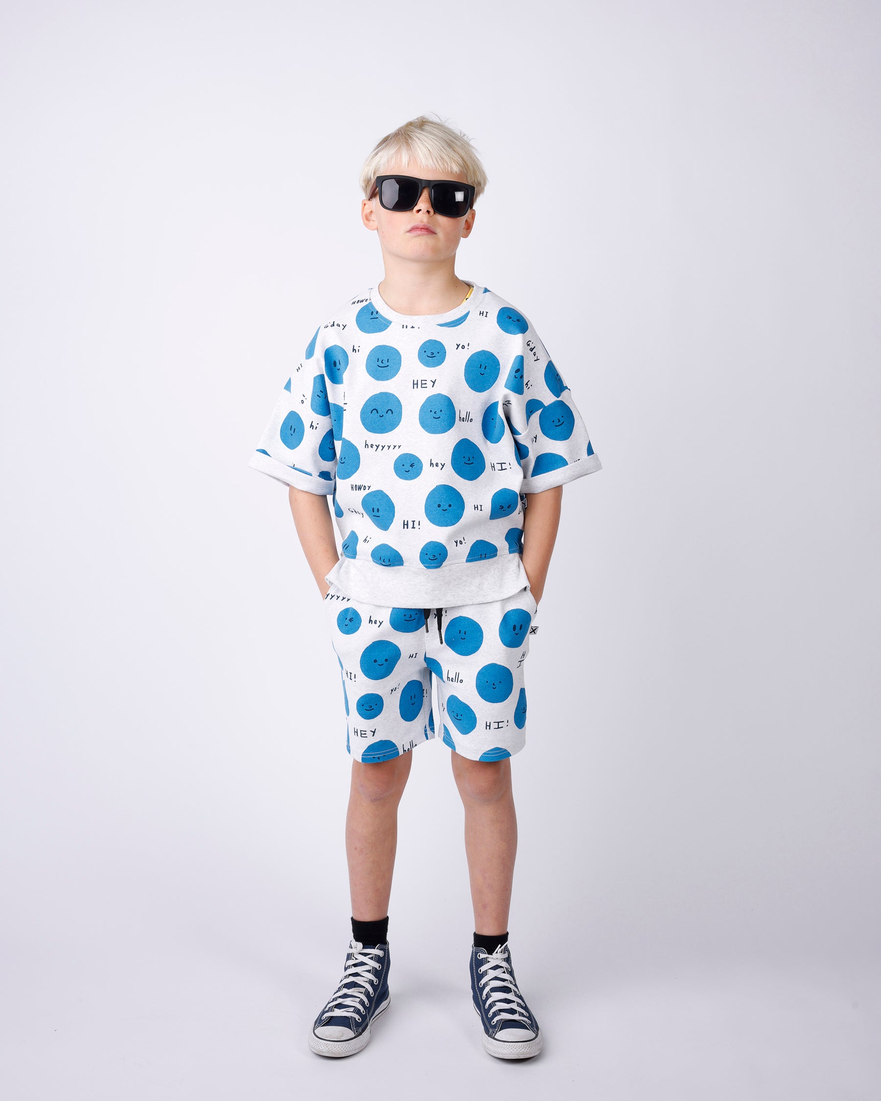 Minti Hello Faces Short Sleeve Crew