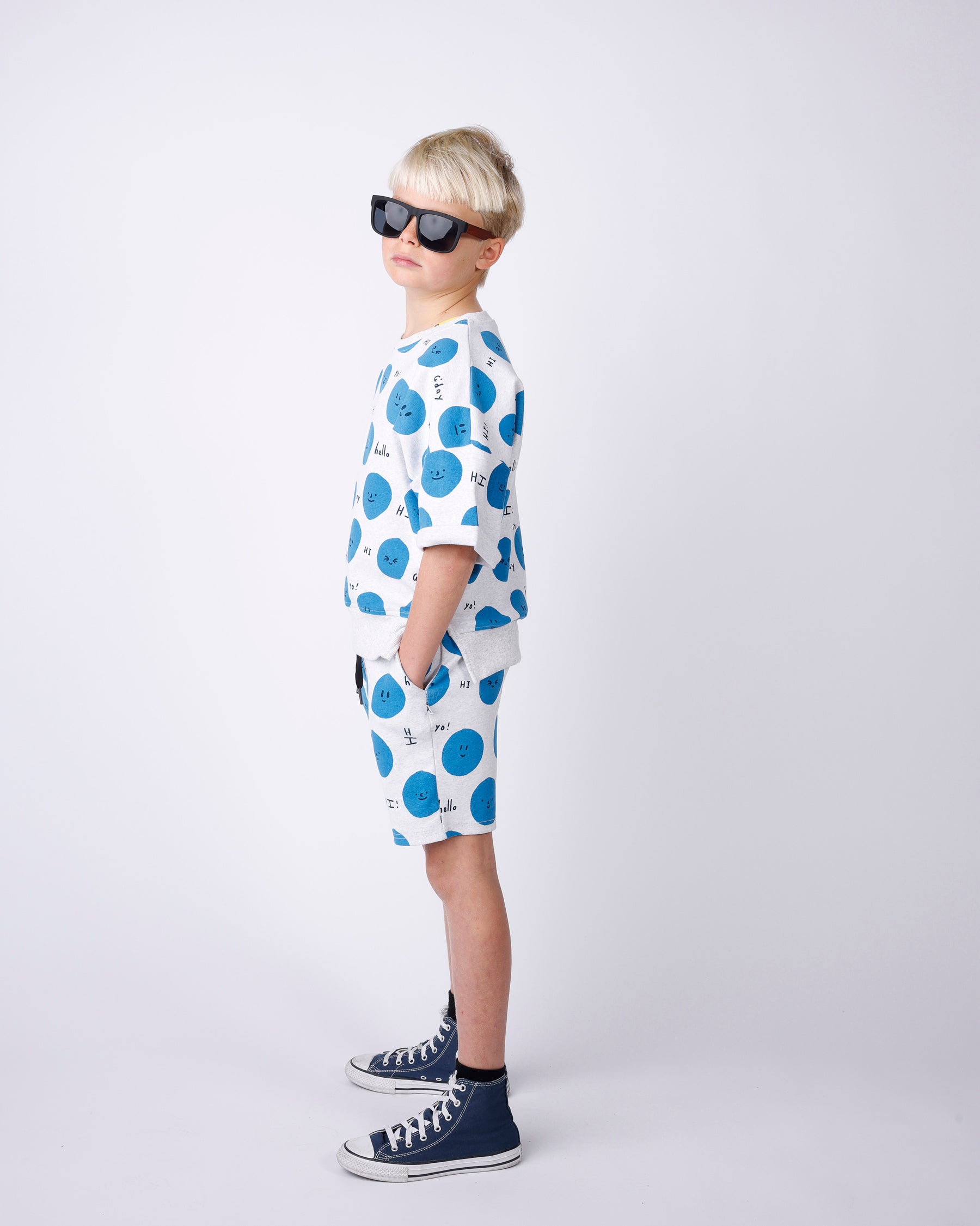 Minti Hello Faces Short Sleeve Crew